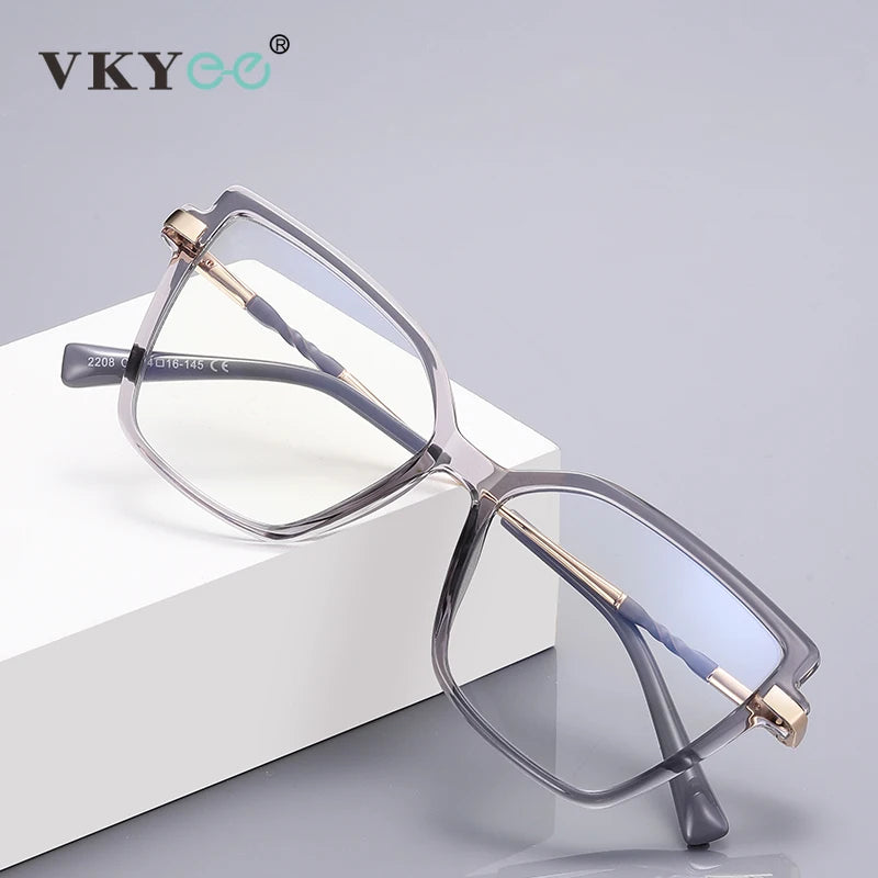 Simple Design Fashionable Large Frame Anti-Blue Light Reading Glasses for Women