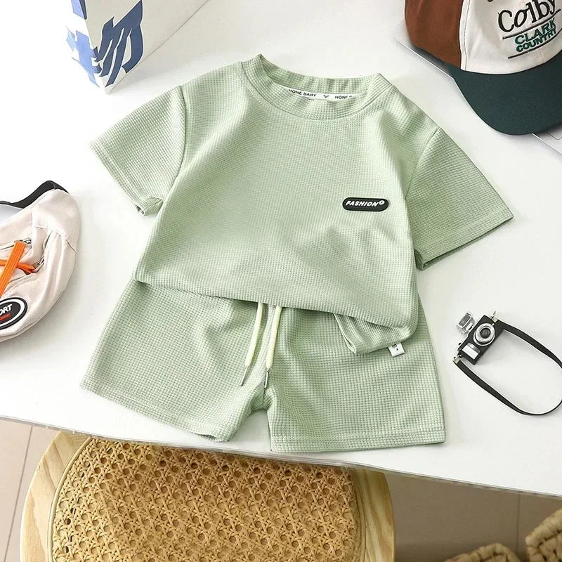 2Pcs Summer Cotton Tee and Shorts