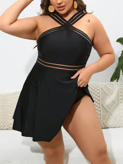 VIGOJANY Plus Size Swimsuit – Stylish 2-Piece Dress Swimwear for Women