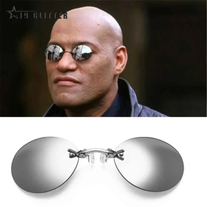 Clip-On Nose Glasses Round Rimless Matrix Morpheus Sunglasses