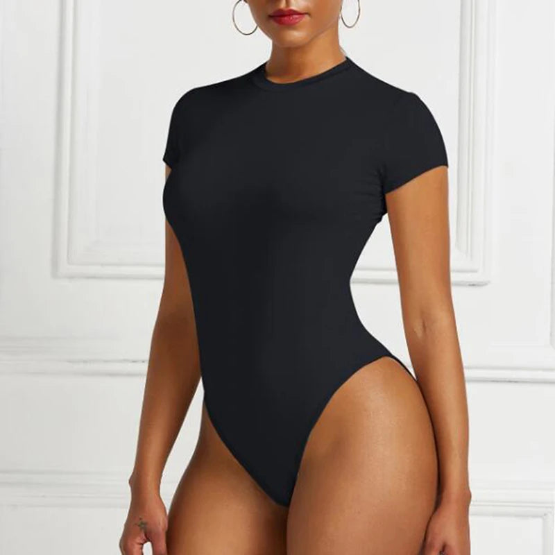 Sexy One Piece Bodycon Bodysuit  Short Sleeve O Neck