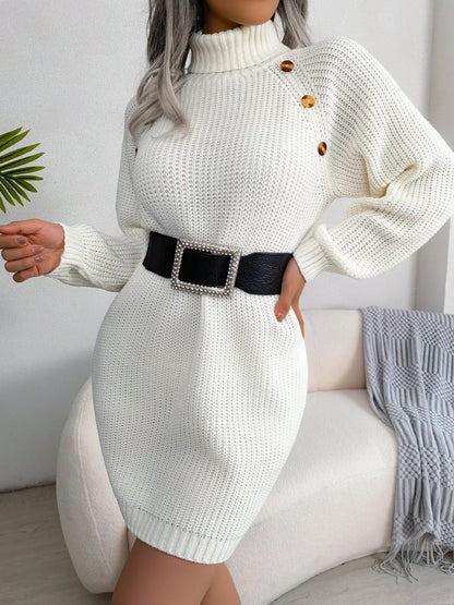 Slim Turtleneck Sweater Dress – Cozy Knit for Fall &amp; Winter Fashion