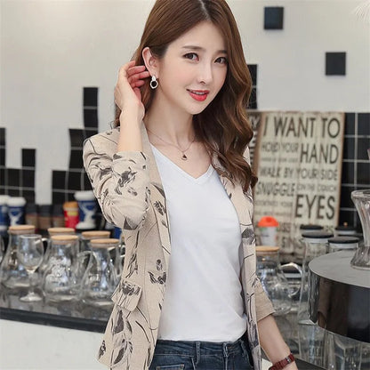 Spring Autumn Women’s Printed Small Suit Jacket