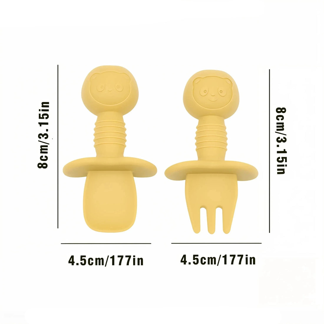 2-Piece Food Grade Silicone Spoon and Fork Set for Children