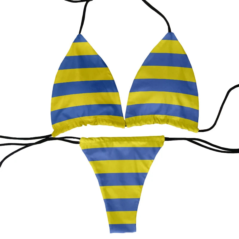 Funny Flag Print Two-Piece Swimsuit