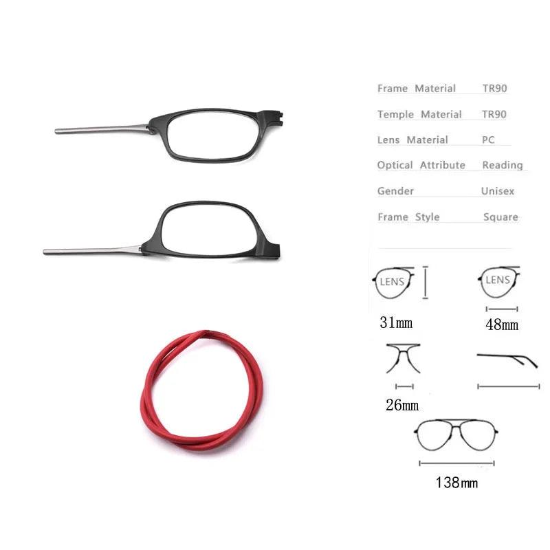 Portable Magnetic Reading Glasses with Adjustable Lanyard