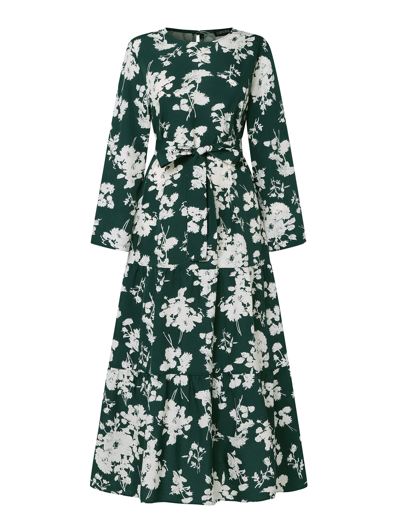ZANZEA Spring Floral Printed Muslim Dress