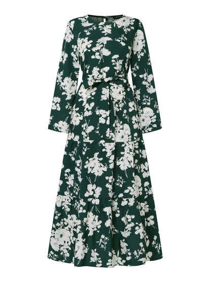 ZANZEA Spring Floral Printed Muslim Dress