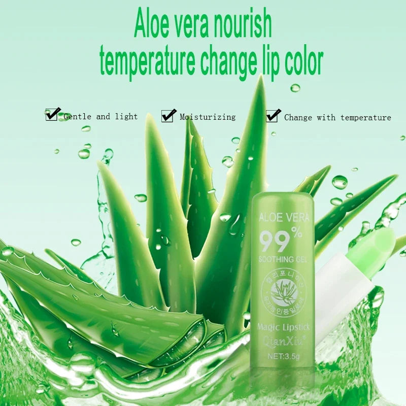 New Natural ALOE VERA Temperature Change Color Jelly Lipstick Long Lasting Moisturizing Lip Makeup Lip Balm Lip Gloss