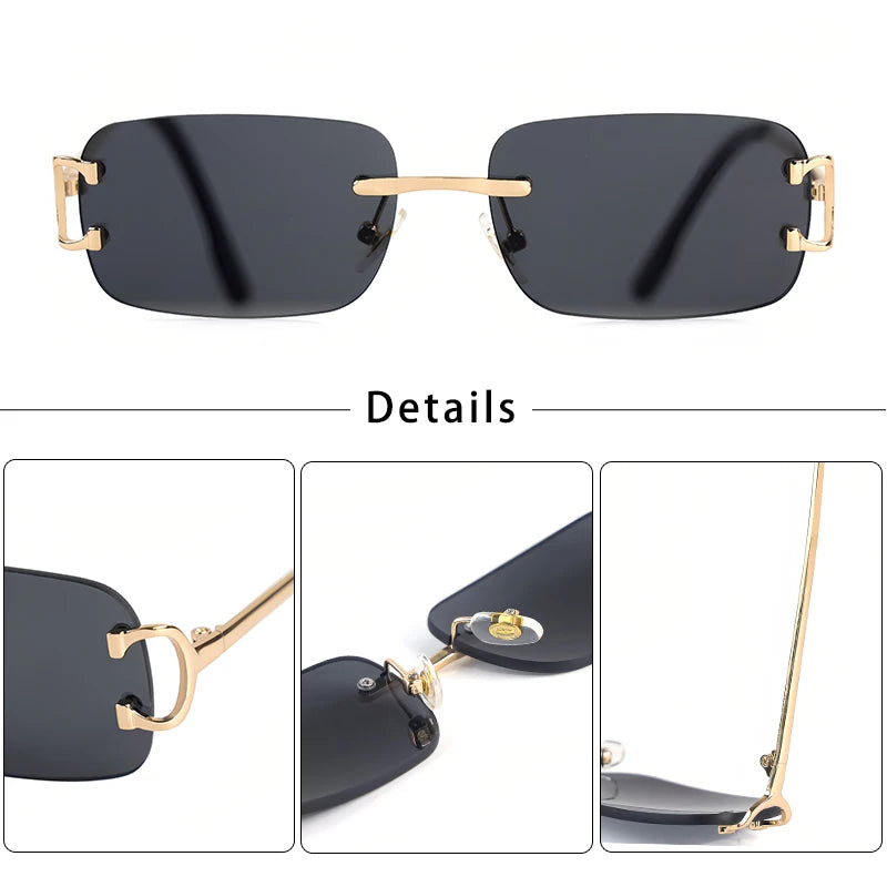 CATERSIDE Rectangular Rimless Sunglasses for Men