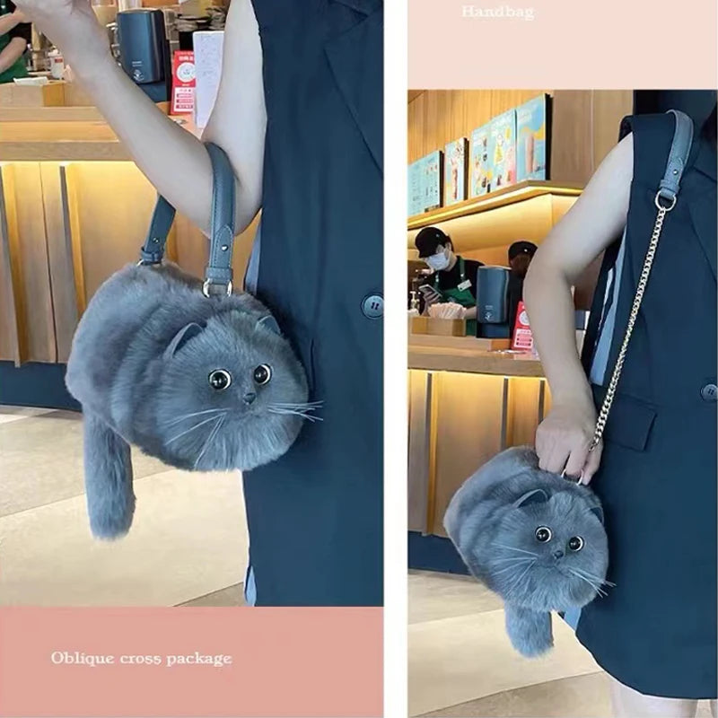 Gray Cat Messenger Bag