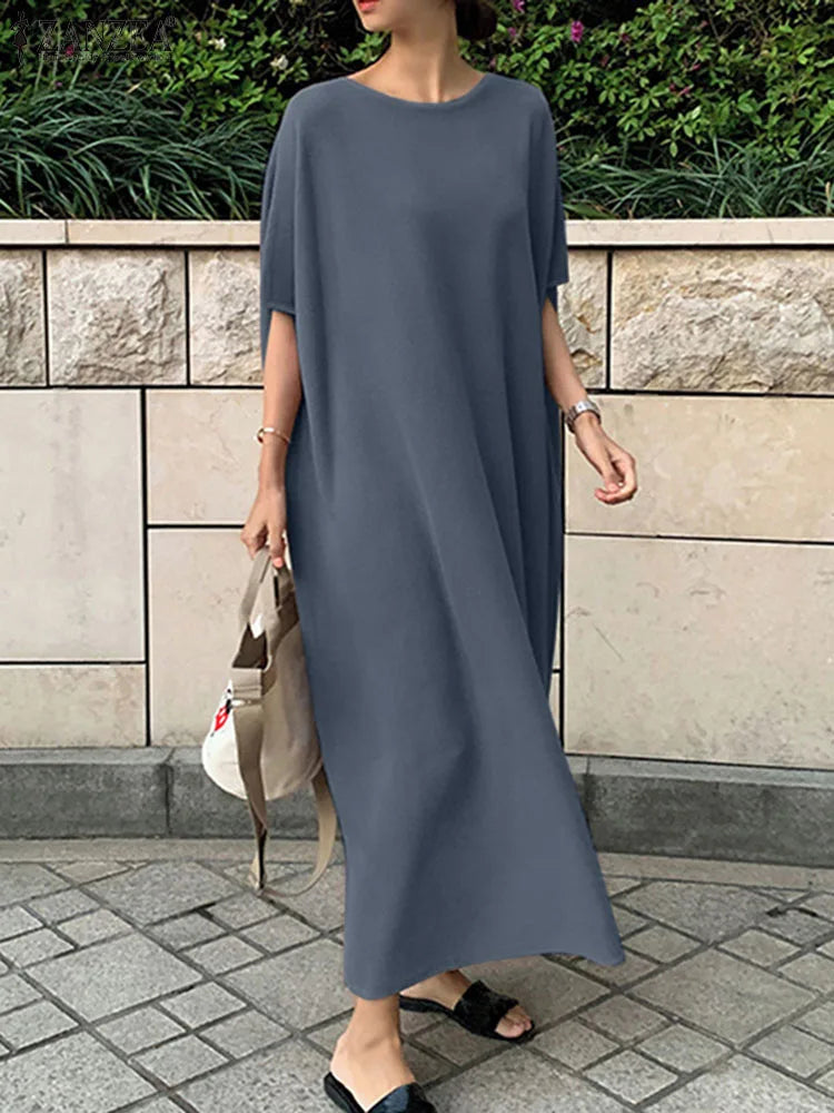 Summer Maxi Dress Casual Elegant O Neck Sundress