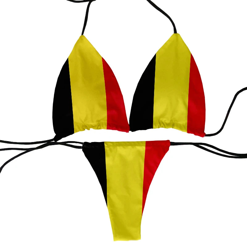 Funny Flag Print Two-Piece Swimsuit