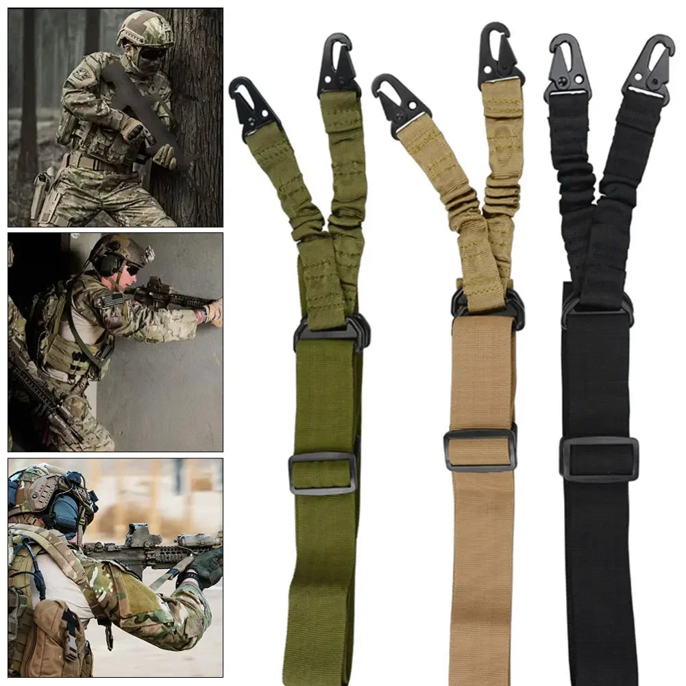 One Single Point Adjustable Bungee Rifle Gun Sling Strap Hook Safety Belt