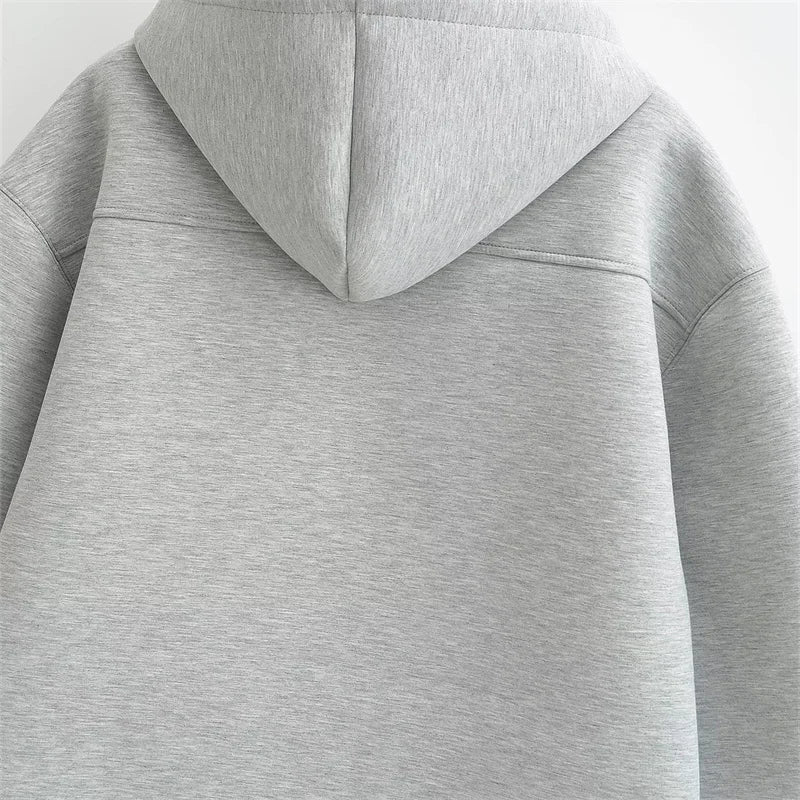 Winter Zipper Hoodie - Unisex Oversize Sweatshirt with Double Pockets