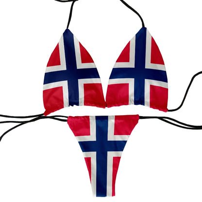 Funny Flag Print Two-Piece Swimsuit