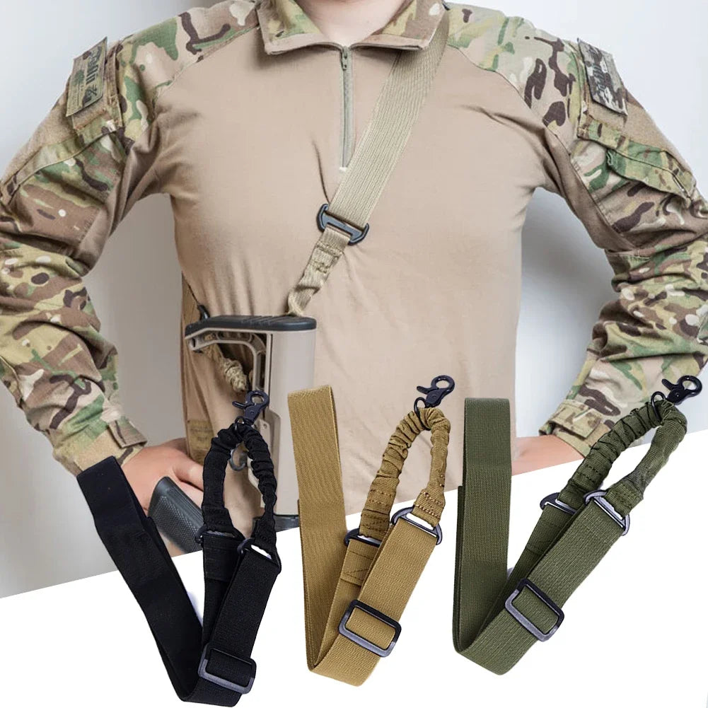 One Single Point Adjustable Bungee Rifle Gun Sling Strap Hook Safety Belt