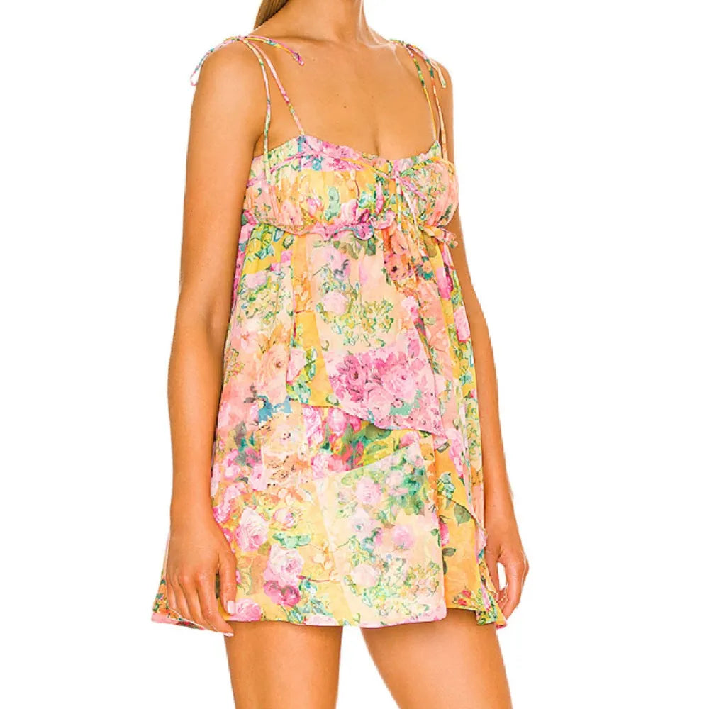 Women’s Bow Lacing Up Sling Robe Mini Dress