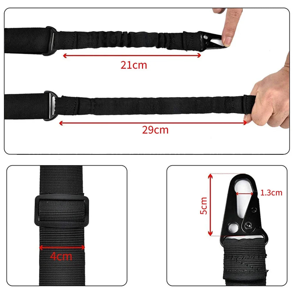 One Single Point Adjustable Bungee Rifle Gun Sling Strap Hook Safety Belt