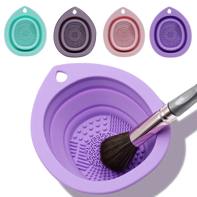 Silicone Makeup Brush Cleaner Folding Scrubber Box