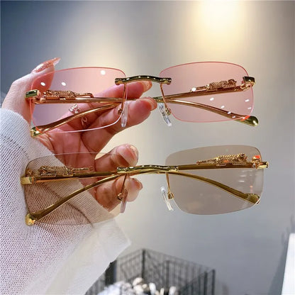 Vintage Rimless Cut-Edge Sunglasses