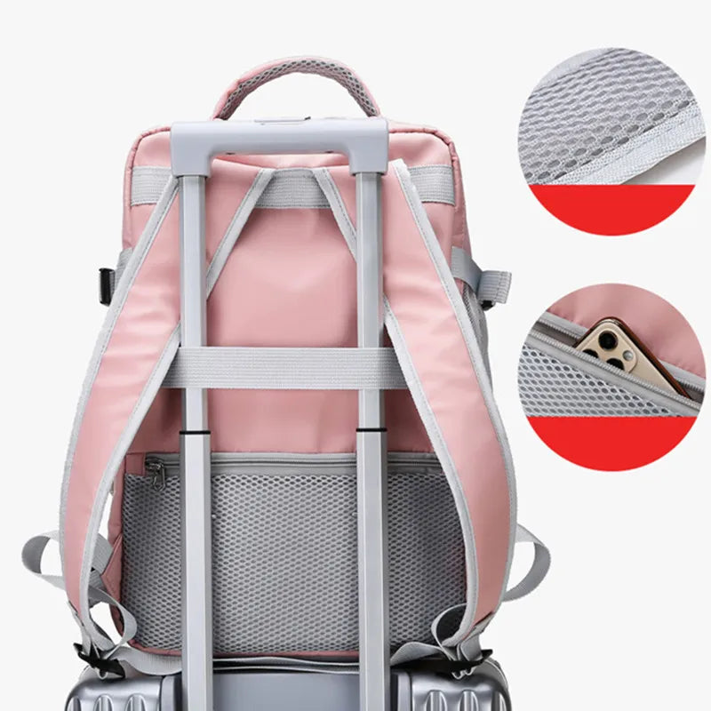 Travel Backpack Women Large Capacity Waterproof Anti-Theft Casual Daypack Bag with Luggage Strap &amp; USB Charging Port Backpacks