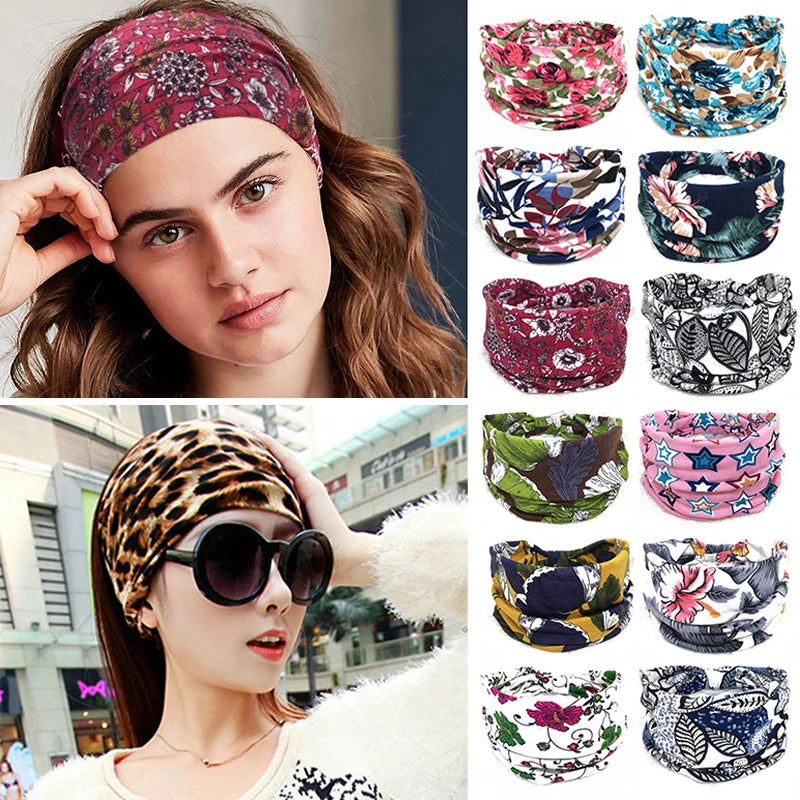 Bohemian Wide Cotton Stretch Headbands