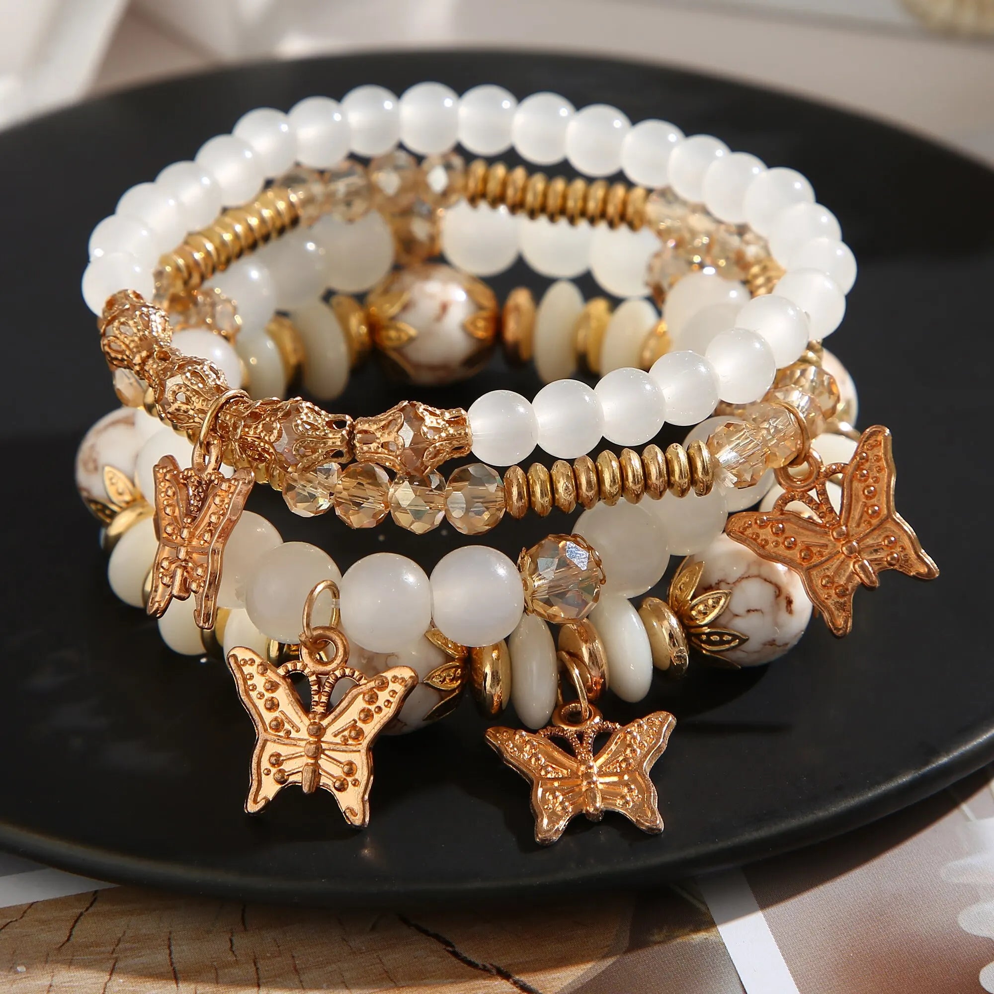 Elegant 4-Piece Beaded Bracelet Set