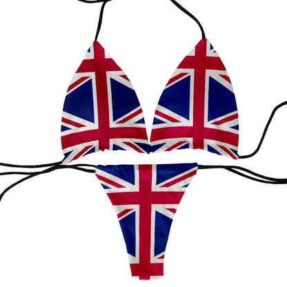 Funny Flag Print Two-Piece Swimsuit