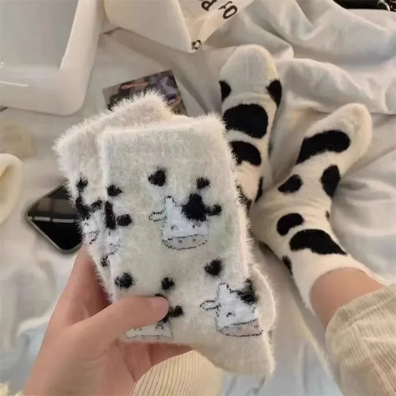 Cartoon Cute Cow Mink Velvet Socks