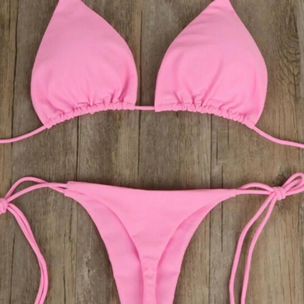 Sexy Halter Neck Thong Bikini Set