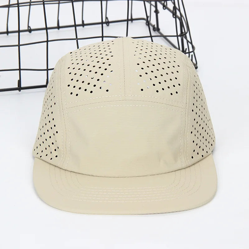 2024 Quick Drying Waterproof Holes Summer 5 Panel Baseball Caps For Men Women Casquette Homme Flat Snapback Men Hat 60-62cm