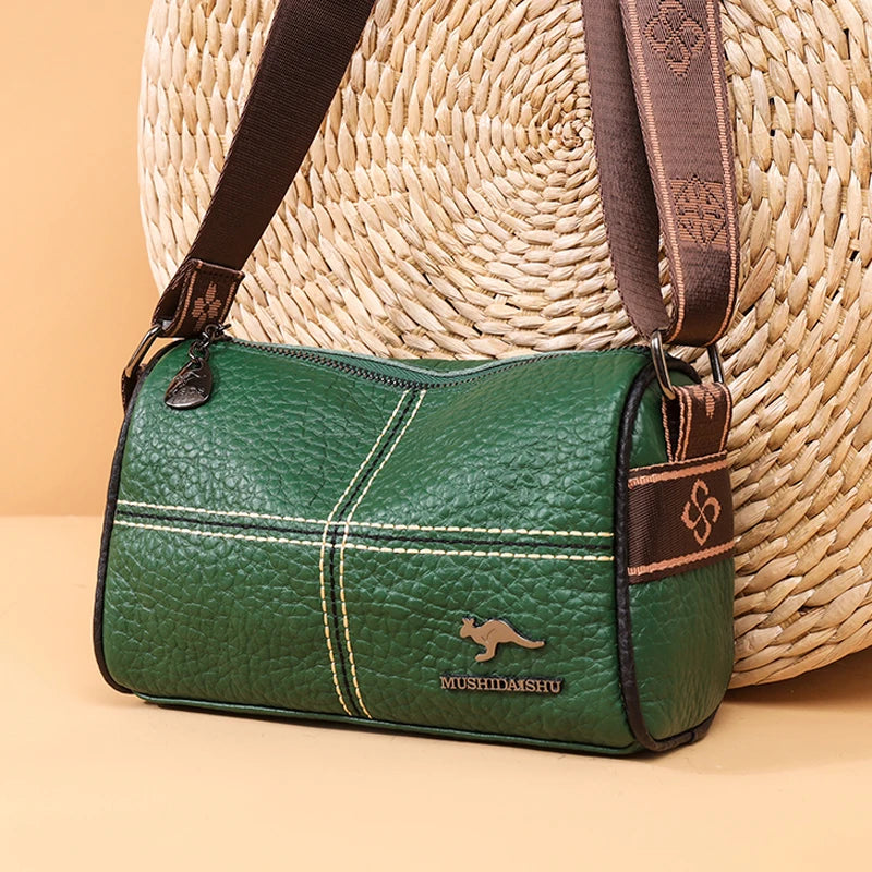 Lichee Pattern Genuine Leather Crossbody Bag for Women