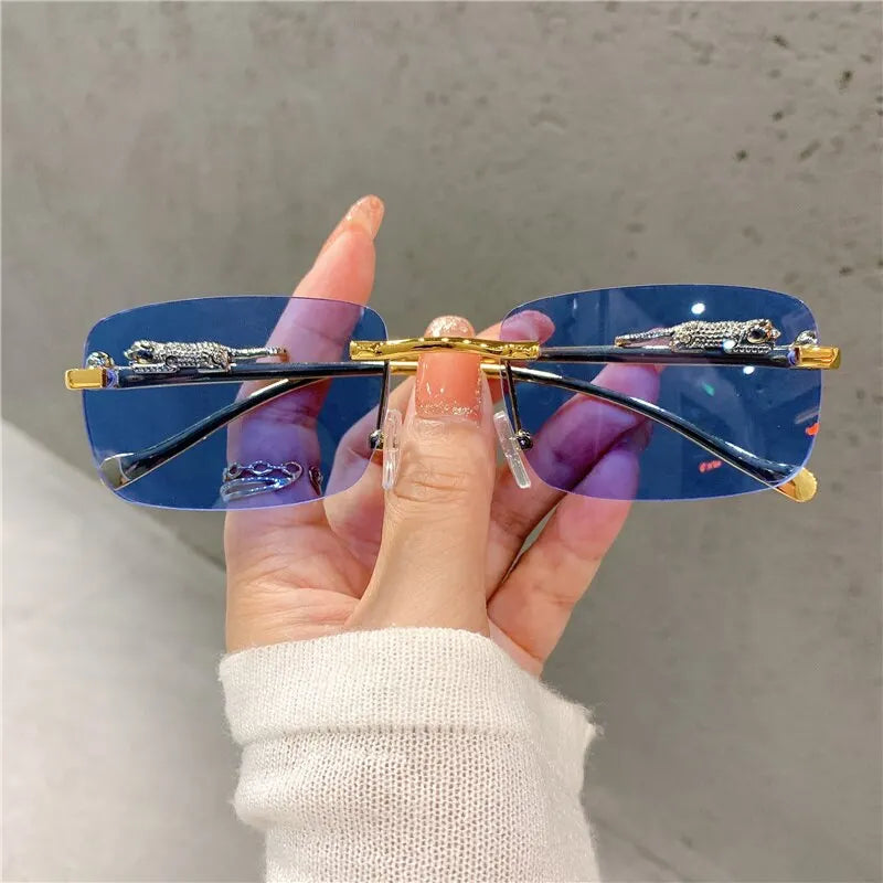 Vintage Rimless Cut-Edge Sunglasses