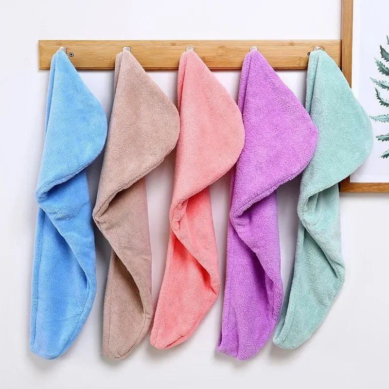 Women Hair Drying Hat Quick-dry Microfiber Hair Towel Cap Hat Bath Hat Solid Towel Cap Super Absorption Turban Hair Dry Cap