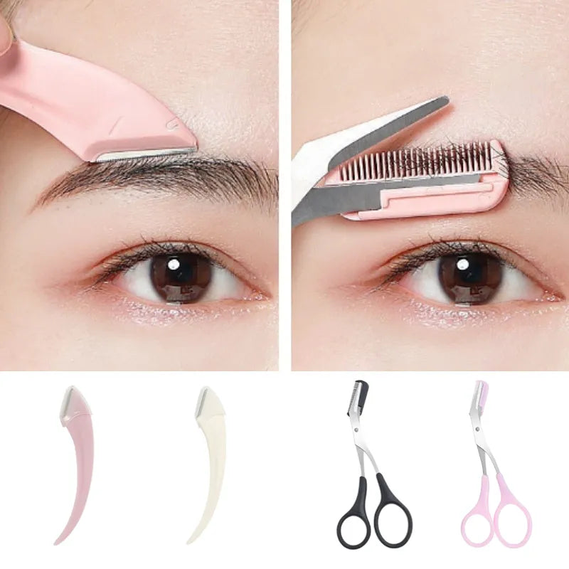 Precision Eyebrow Trimming &amp; Shaping Set - 2Pc Razor and Comb