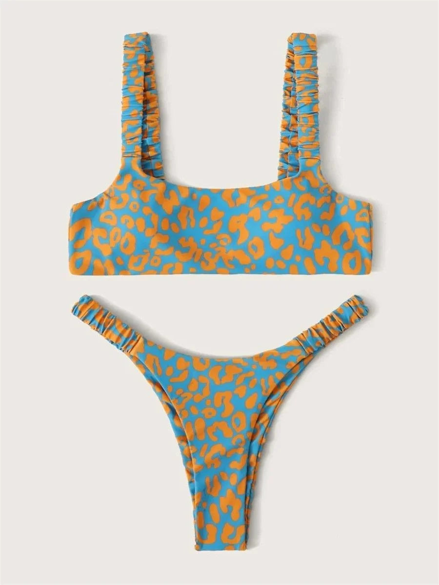 Sexy Micro Bikini  Orange Leopard Push Up