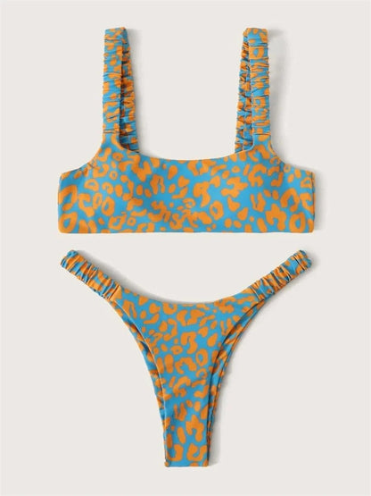 Sexy Micro Bikini  Orange Leopard Push Up