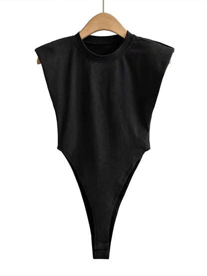 Sexy Bodycon Bodysuit – Padded Shoulder, Black &amp; White