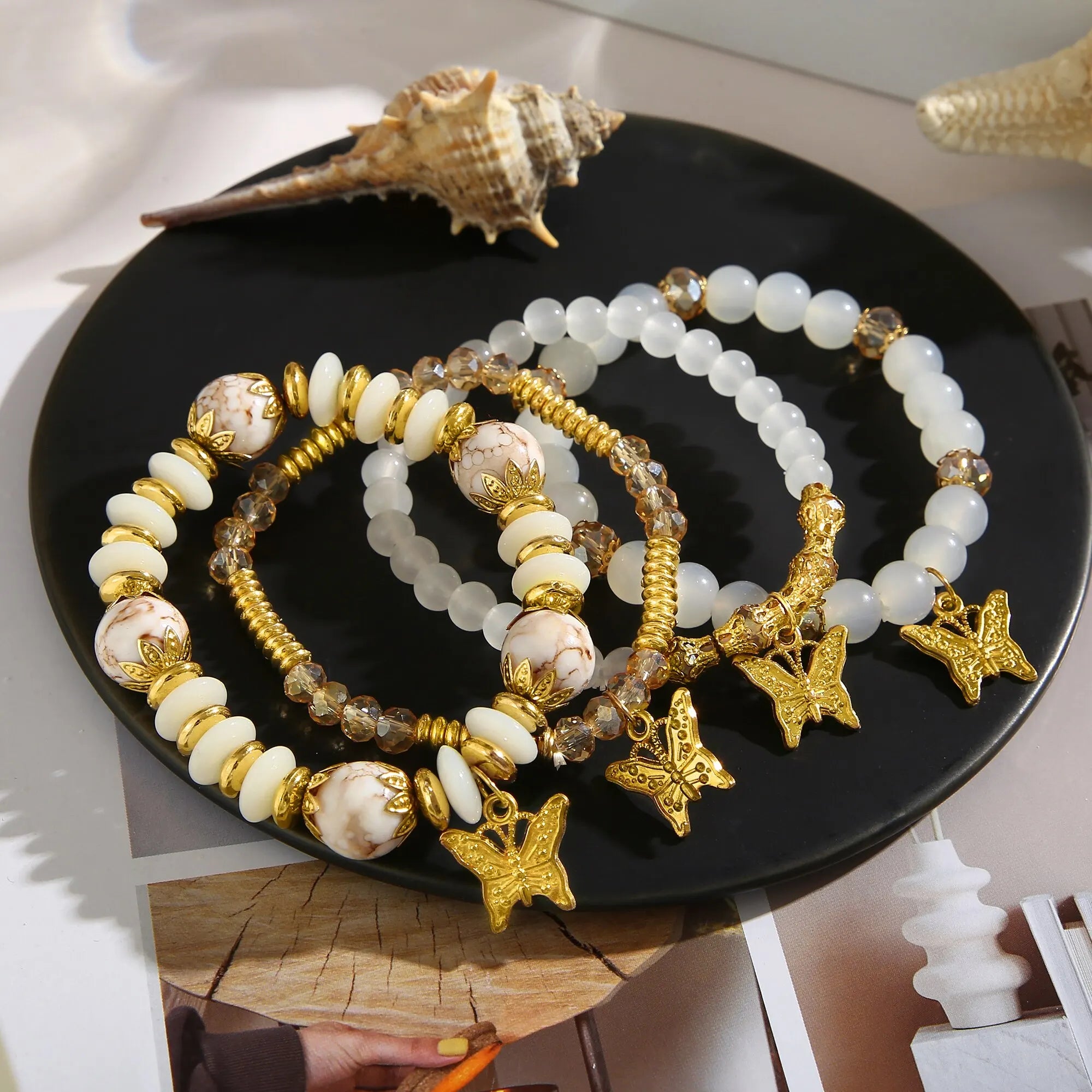 Elegant 4-Piece Beaded Bracelet Set