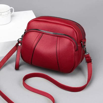 Solid Color Rivet Zipper Mobile Phone Crossbody Bag