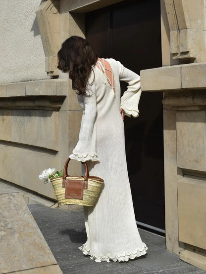 Elegant Flare Sleeve Maxi Dress