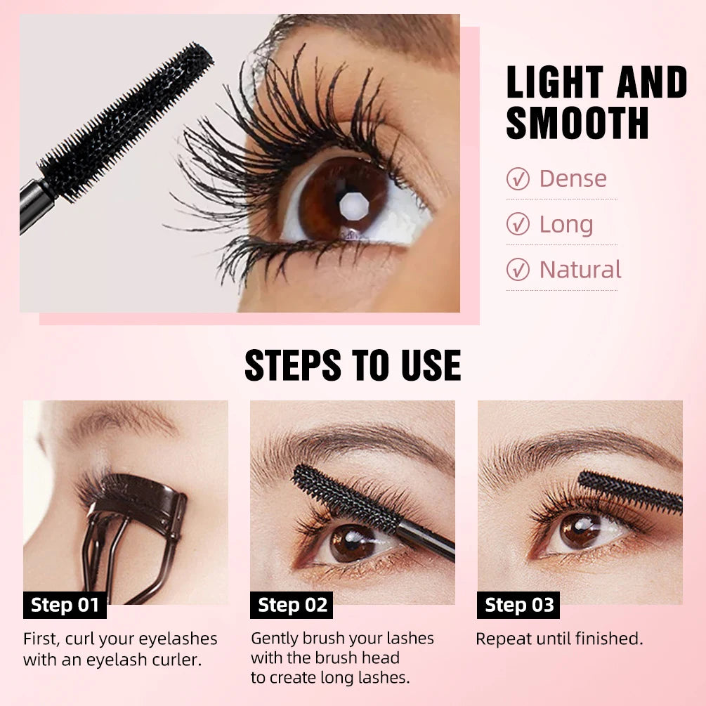 New Silk Fiber Black Mascara: Waterproof Long Lasting Extension for Eyelashes