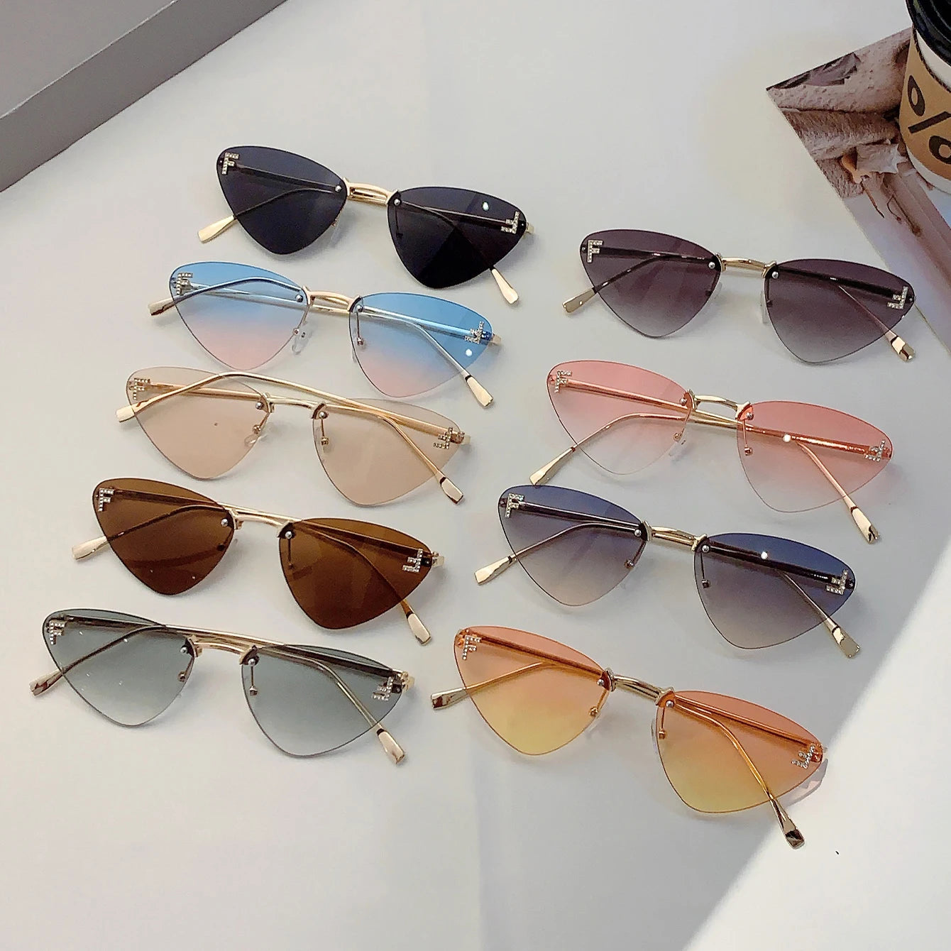 KAMMPT Rimless Cat Eye Sunglasses