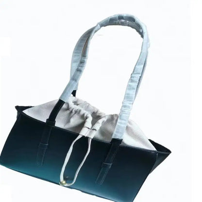 Fashionable Soft Leather Shoulder Bag with Drawstring Closure