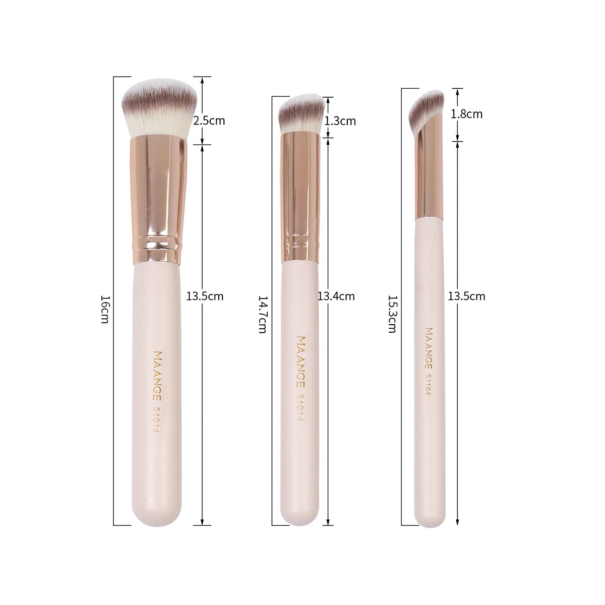 3Pcs Makeup Brush Set with 2Pcs Triangle Powder Puff