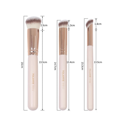 3Pcs Makeup Brush Set with 2Pcs Triangle Powder Puff