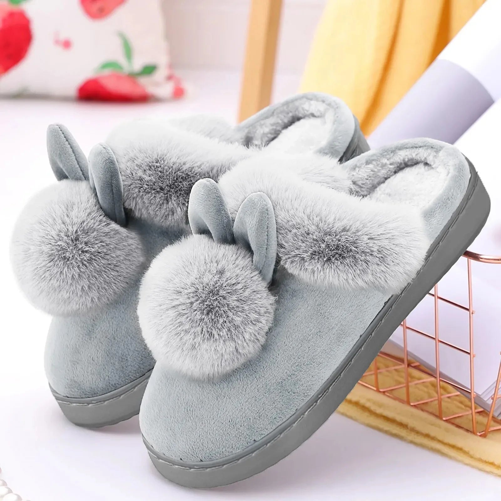 Winter Warm Home Fur Slippers for Women