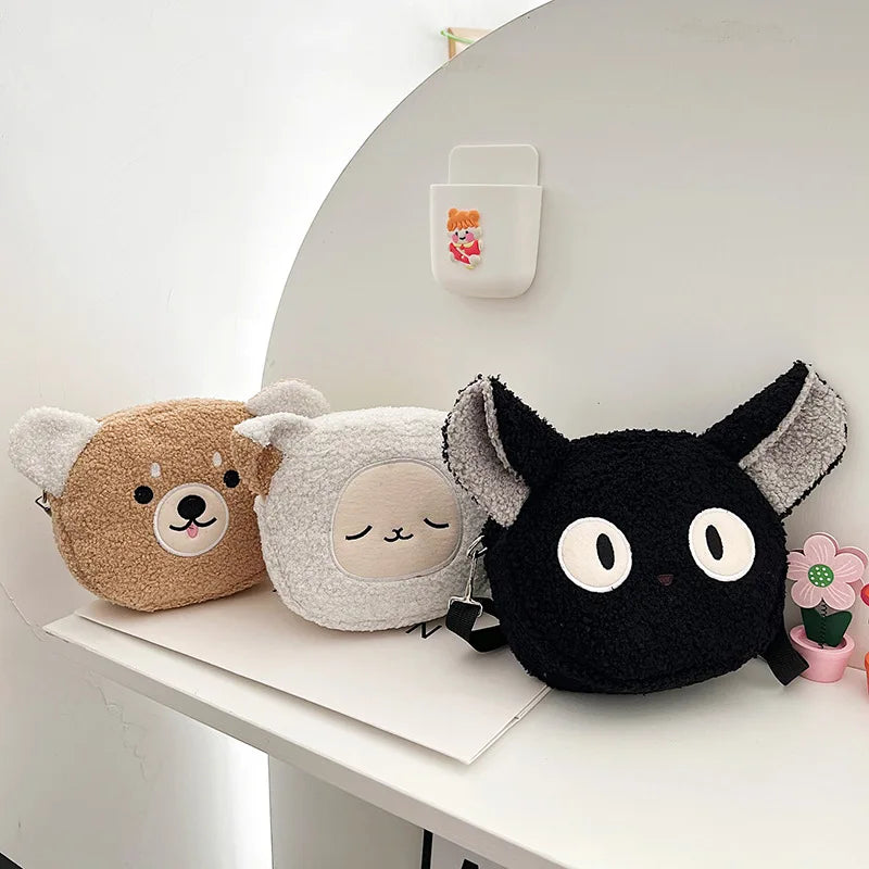 Kawaii Cartoon Plush Shoulder Bag for Women