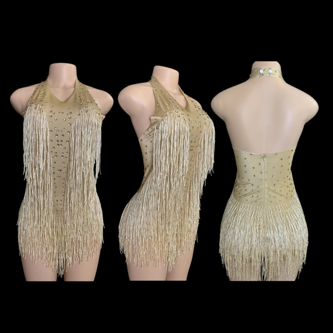 Sparkly Rhinestones Fringe Bodysuit